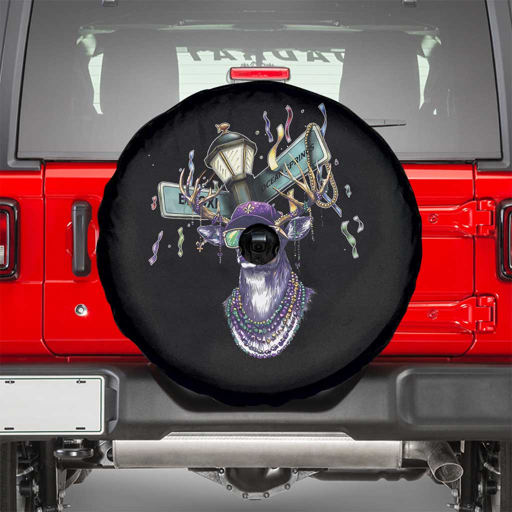 Funny Mardi Gras Mississippi Deer Spare Tire Cover Biloxi Ocean Springs Carnival TS11 Black Print Your Wear