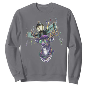 Funny Mardi Gras Mississippi Deer Sweatshirt Biloxi Ocean Springs Carnival TS11 Charcoal Print Your Wear