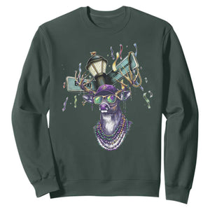 Funny Mardi Gras Mississippi Deer Sweatshirt Biloxi Ocean Springs Carnival TS11 Dark Forest Green Print Your Wear