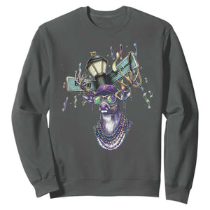 Funny Mardi Gras Mississippi Deer Sweatshirt Biloxi Ocean Springs Carnival TS11 Dark Heather Print Your Wear