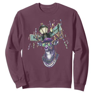 Funny Mardi Gras Mississippi Deer Sweatshirt Biloxi Ocean Springs Carnival TS11 Maroon Print Your Wear