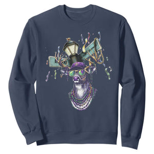 Funny Mardi Gras Mississippi Deer Sweatshirt Biloxi Ocean Springs Carnival TS11 Navy Print Your Wear