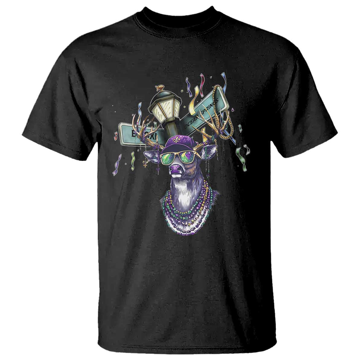 Funny Mardi Gras Mississippi Deer T Shirt Biloxi Ocean Springs Carnival TS11 Black Print Your Wear