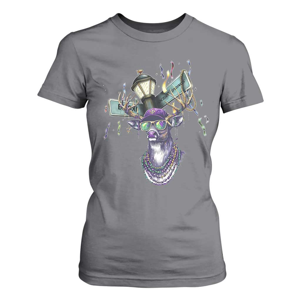 Funny Mardi Gras Mississippi Deer T Shirt For Women Biloxi Ocean Springs Carnival TS11 Charcoal Print Your Wear