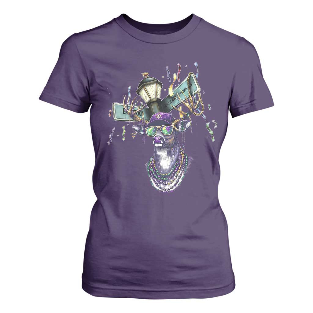 Funny Mardi Gras Mississippi Deer T Shirt For Women Biloxi Ocean Springs Carnival TS11 Purple Print Your Wear