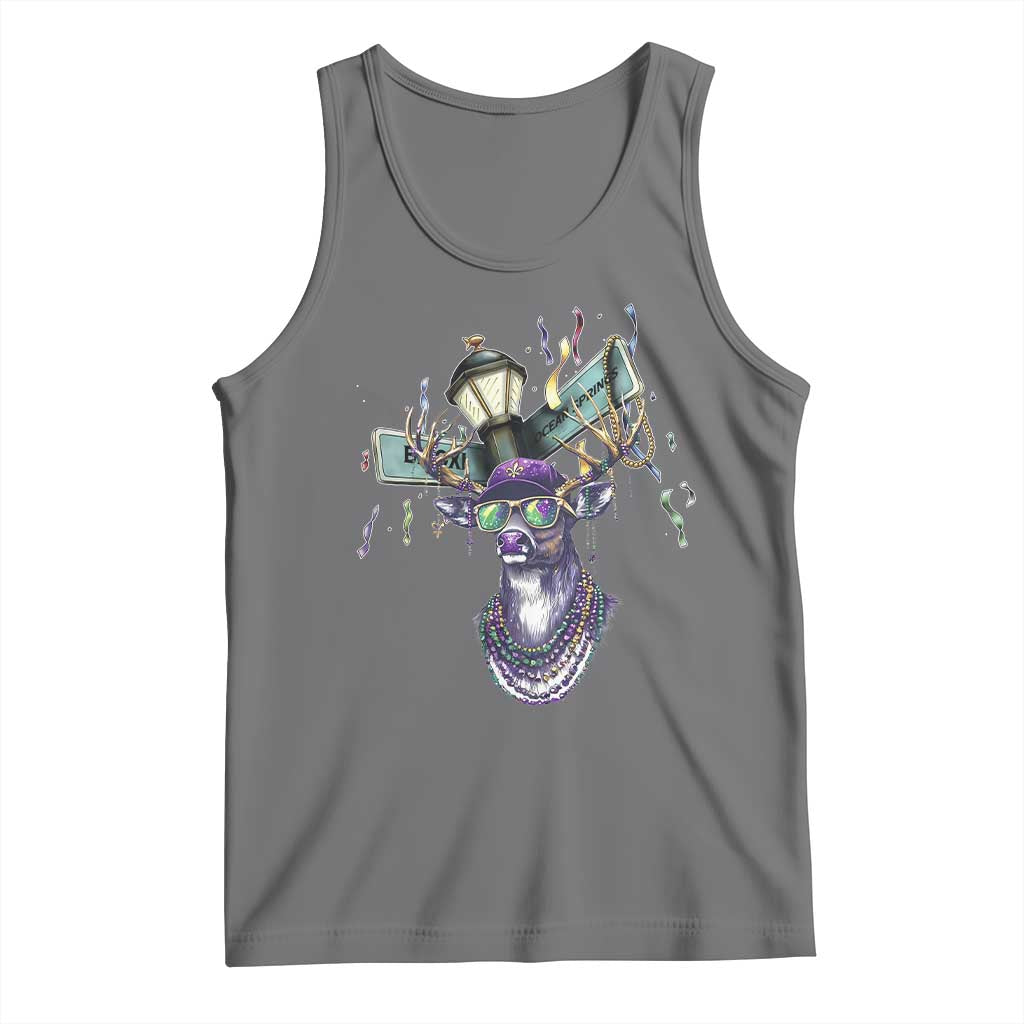 Funny Mardi Gras Mississippi Deer Tank Top Biloxi Ocean Springs Carnival TS11 Black Heather Print Your Wear