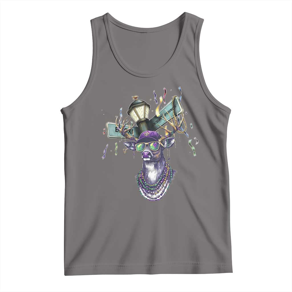 Funny Mardi Gras Mississippi Deer Tank Top Biloxi Ocean Springs Carnival TS11 Deep Heather Print Your Wear