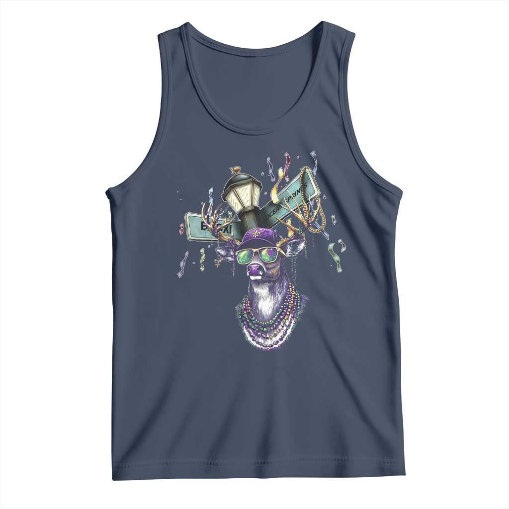 Funny Mardi Gras Mississippi Deer Tank Top Biloxi Ocean Springs Carnival TS11 Navy Print Your Wear