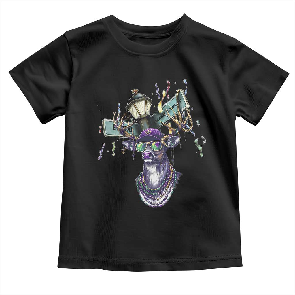 Funny Mardi Gras Mississippi Deer Toddler T Shirt Biloxi Ocean Springs Carnival TS11 Black Print Your Wear