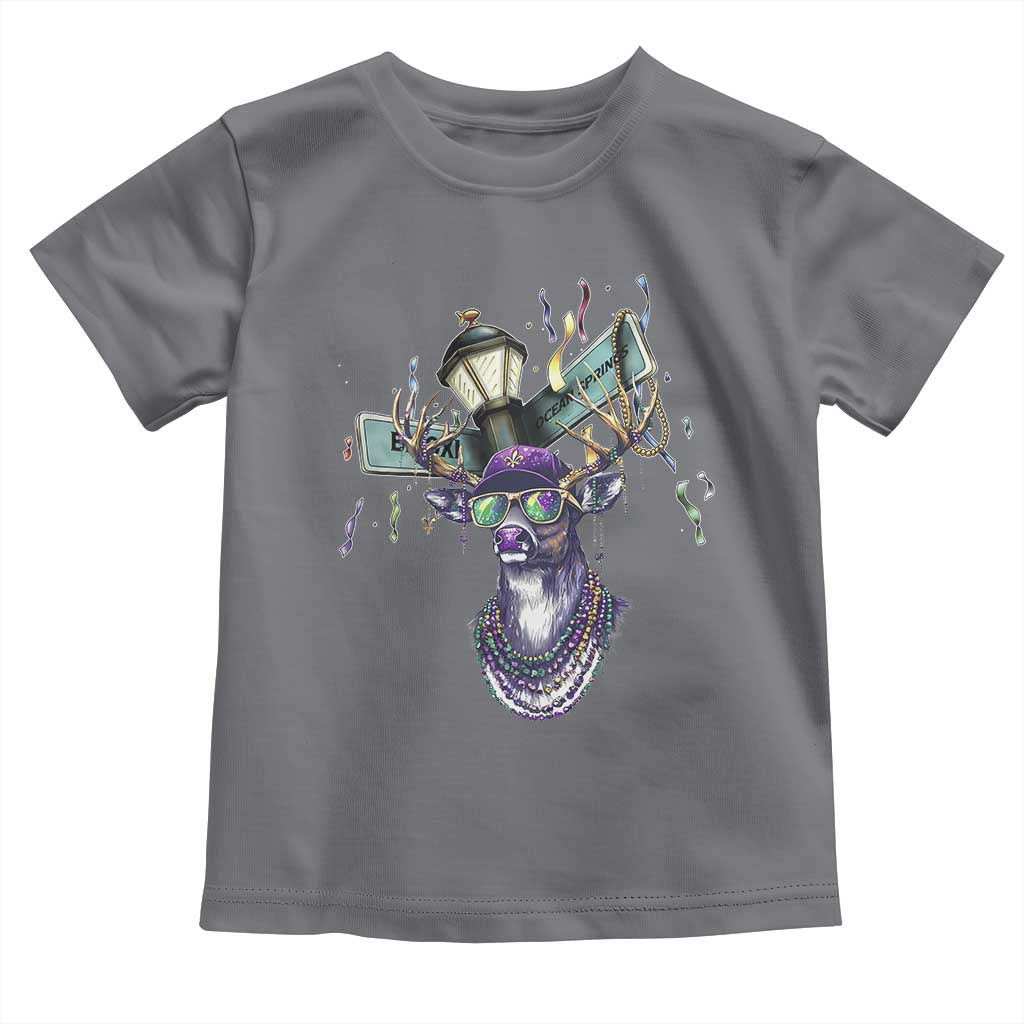 Funny Mardi Gras Mississippi Deer Toddler T Shirt Biloxi Ocean Springs Carnival TS11 Charcoal Print Your Wear