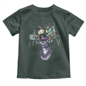 Funny Mardi Gras Mississippi Deer Toddler T Shirt Biloxi Ocean Springs Carnival TS11 Dark Forest Green Print Your Wear