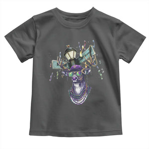 Funny Mardi Gras Mississippi Deer Toddler T Shirt Biloxi Ocean Springs Carnival TS11 Dark Heather Print Your Wear