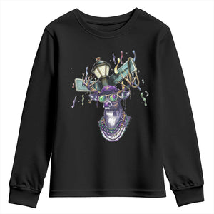 Funny Mardi Gras Mississippi Deer Youth Sweatshirt Biloxi Ocean Springs Carnival TS11 Black Print Your Wear