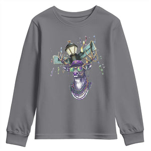 Funny Mardi Gras Mississippi Deer Youth Sweatshirt Biloxi Ocean Springs Carnival TS11 Charcoal Print Your Wear