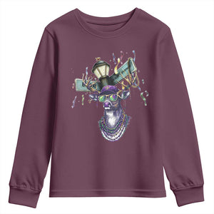 Funny Mardi Gras Mississippi Deer Youth Sweatshirt Biloxi Ocean Springs Carnival TS11 Maroon Print Your Wear