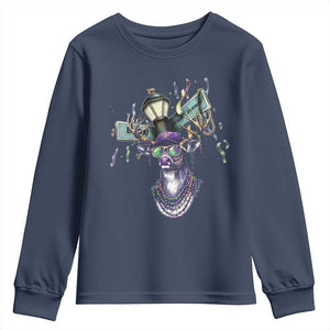Funny Mardi Gras Mississippi Deer Youth Sweatshirt Biloxi Ocean Springs Carnival TS11 Navy Print Your Wear
