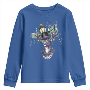 Funny Mardi Gras Mississippi Deer Youth Sweatshirt Biloxi Ocean Springs Carnival TS11 Royal Blue Print Your Wear