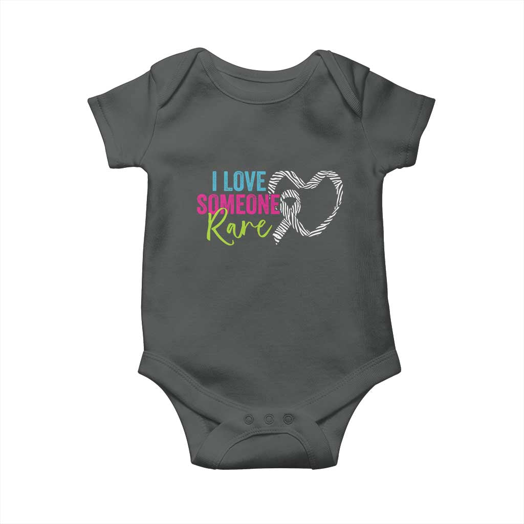 Rare Disease Awareness Baby Onesie I Love Someone Rare Zebra Ribbon TS11 Dark Heather Print Your Wear