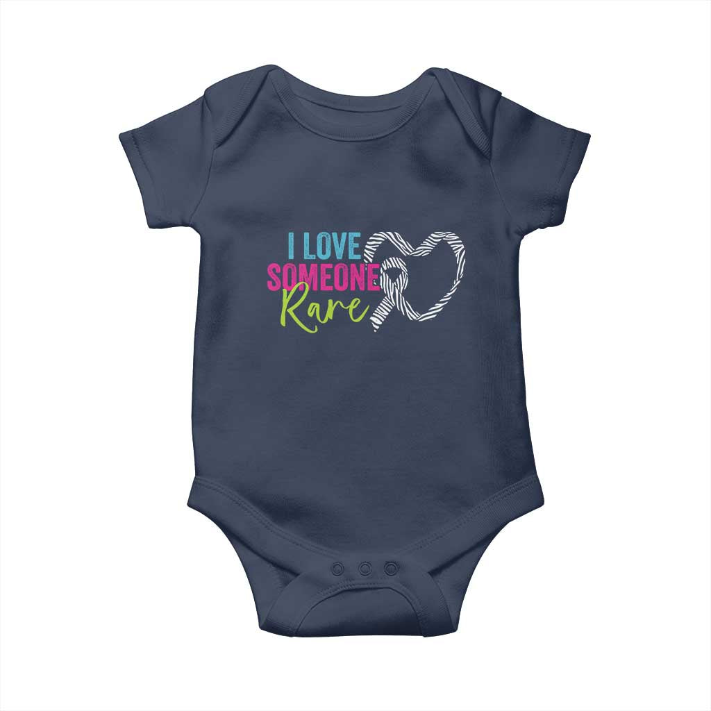 Rare Disease Awareness Baby Onesie I Love Someone Rare Zebra Ribbon TS11 Navy Print Your Wear