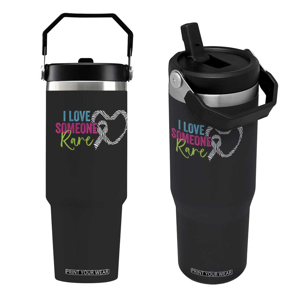 Rare Disease Awareness Flip Straw Tumbler I Love Someone Rare Zebra Ribbon TS11 One Size: 30 oz Black Print Your Wear