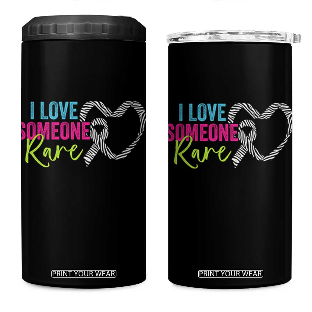 Rare Disease Awareness 4 in 1 Can Cooler Tumbler I Love Someone Rare Zebra Ribbon TS11 One Size: 16 oz Black Print Your Wear