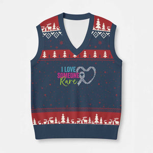 Rare Disease Awareness V-Neck Knit Sweater Vest I Love Someone Rare Zebra Ribbon TS11 Navy Red Print Your Wear