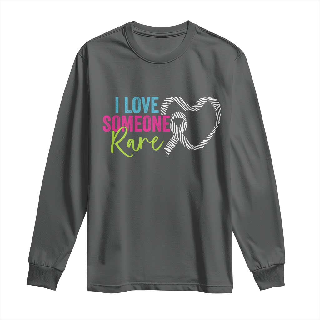 Rare Disease Awareness Long Sleeve Shirt I Love Someone Rare Zebra Ribbon TS11 Dark Heather Print Your Wear