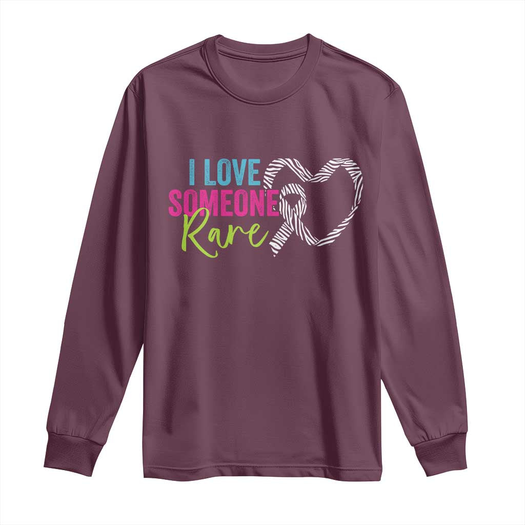 Rare Disease Awareness Long Sleeve Shirt I Love Someone Rare Zebra Ribbon TS11 Maroon Print Your Wear