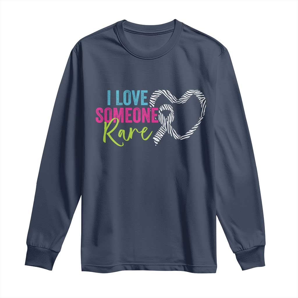 Rare Disease Awareness Long Sleeve Shirt I Love Someone Rare Zebra Ribbon TS11 Navy Print Your Wear