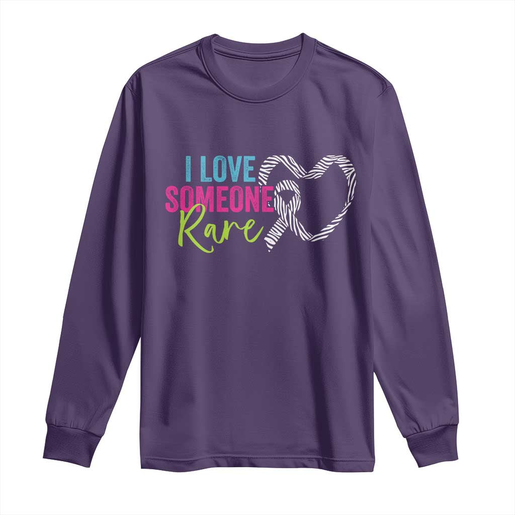 Rare Disease Awareness Long Sleeve Shirt I Love Someone Rare Zebra Ribbon TS11 Purple Print Your Wear