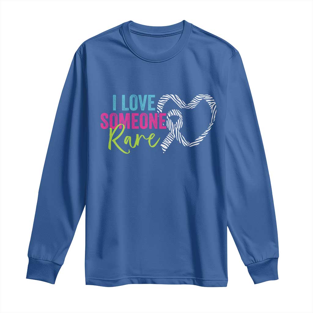 Rare Disease Awareness Long Sleeve Shirt I Love Someone Rare Zebra Ribbon TS11 Royal Blue Print Your Wear