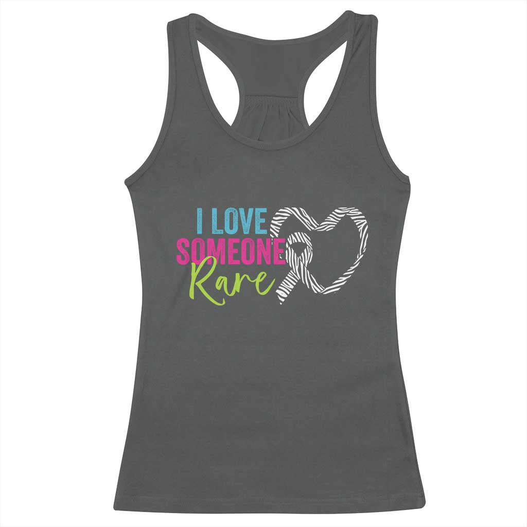 Rare Disease Awareness Racerback Tank Top I Love Someone Rare Zebra Ribbon TS11 Dark Heather Print Your Wear