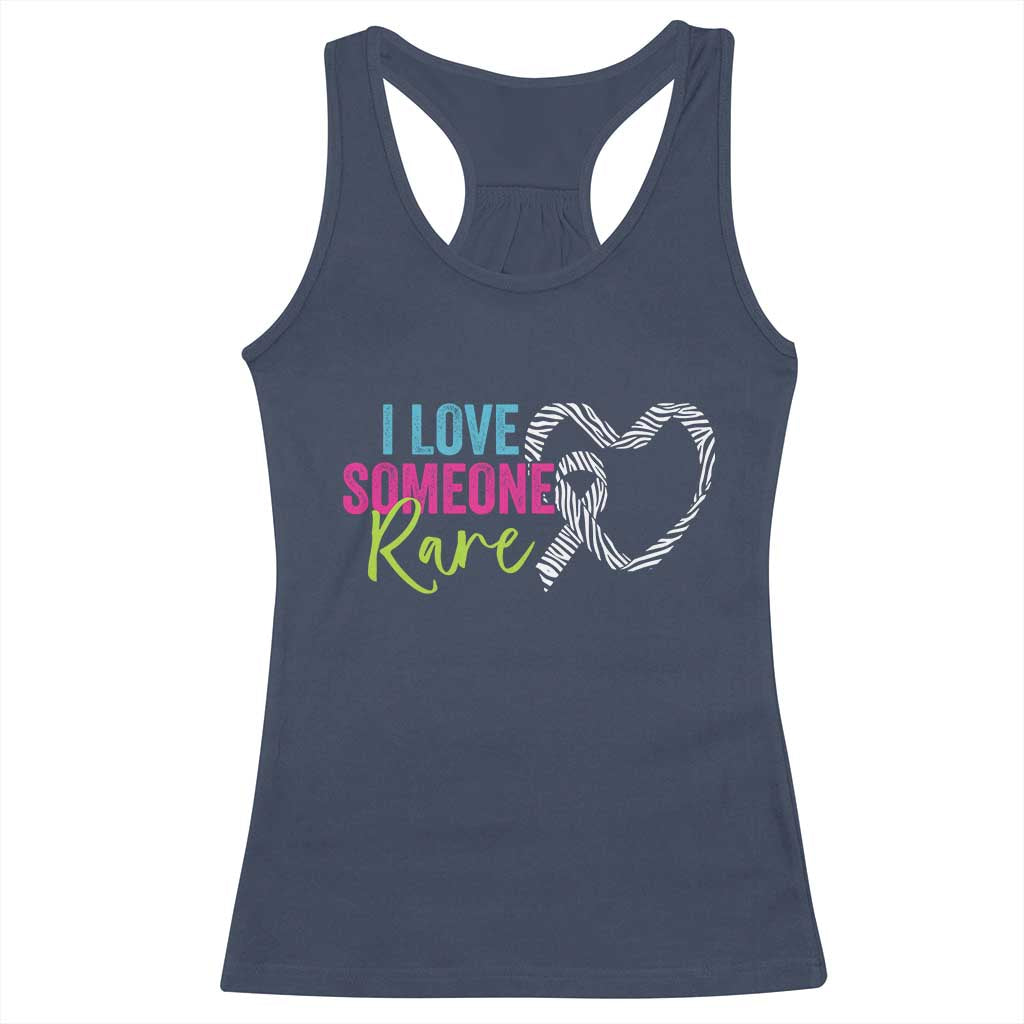 Rare Disease Awareness Racerback Tank Top I Love Someone Rare Zebra Ribbon TS11 Navy Print Your Wear