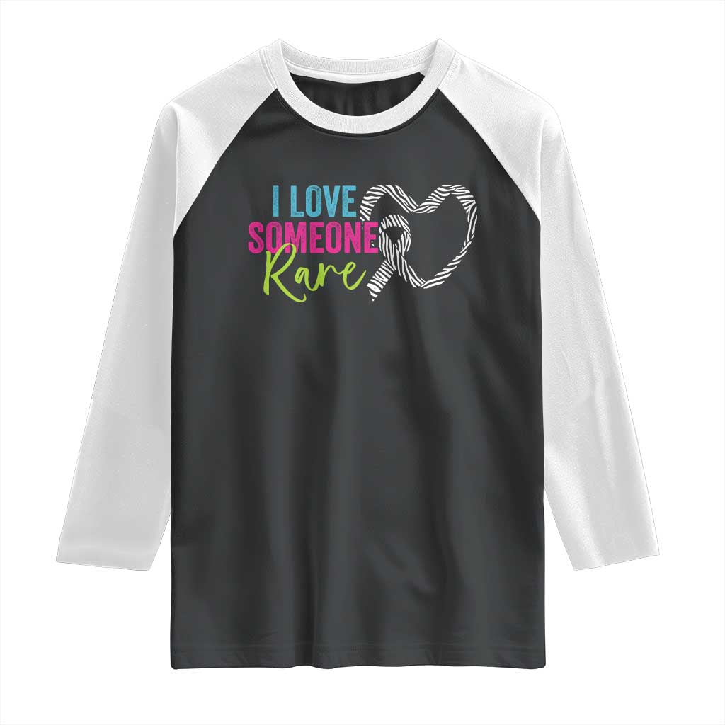 Rare Disease Awareness Raglan Shirt I Love Someone Rare Zebra Ribbon TS11 Black White Print Your Wear