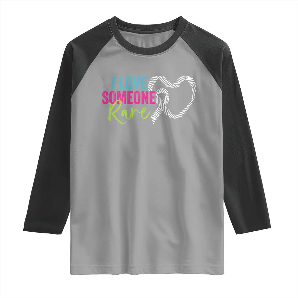 Rare Disease Awareness Raglan Shirt I Love Someone Rare Zebra Ribbon TS11 Sport Gray Black Print Your Wear
