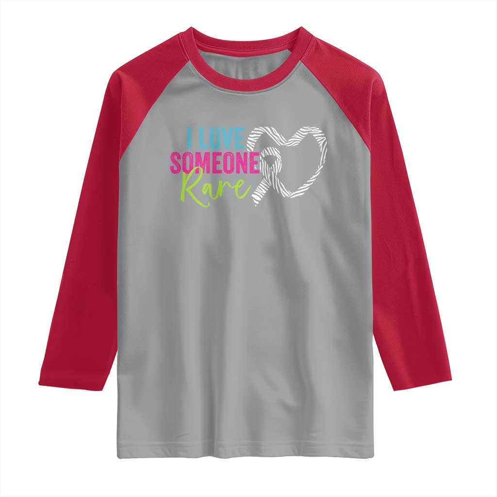 Rare Disease Awareness Raglan Shirt I Love Someone Rare Zebra Ribbon TS11 Sport Gray Red Print Your Wear