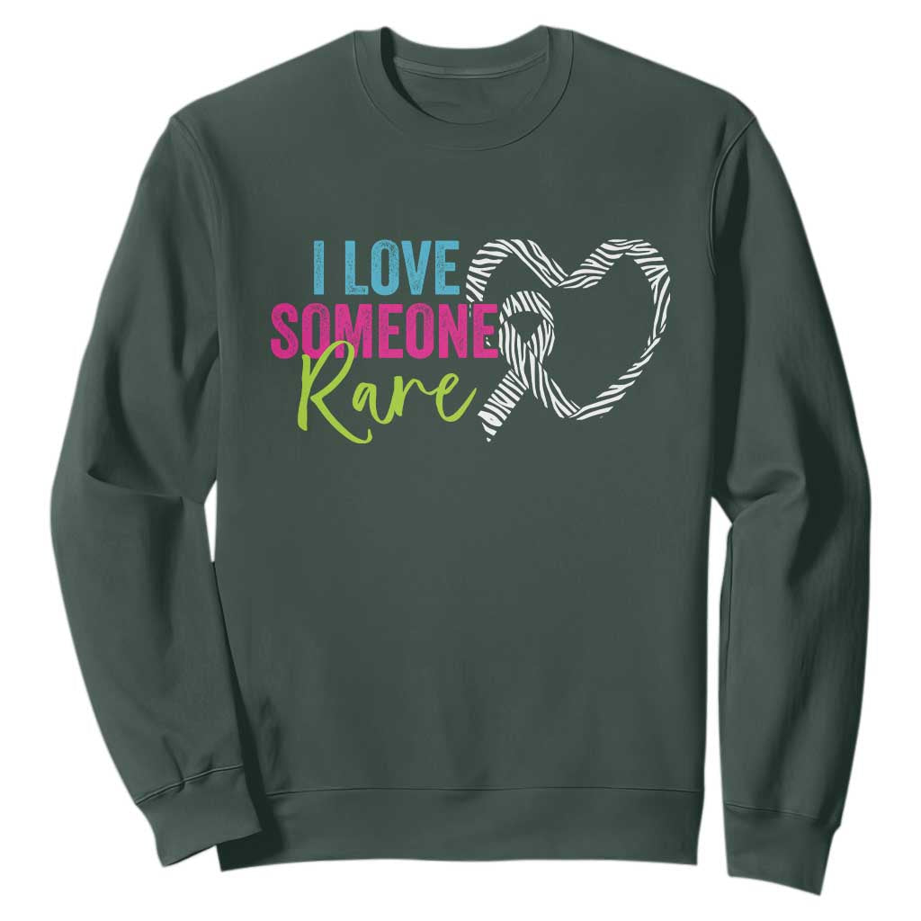 Rare Disease Awareness Sweatshirt I Love Someone Rare Zebra Ribbon TS11 Dark Forest Green Print Your Wear