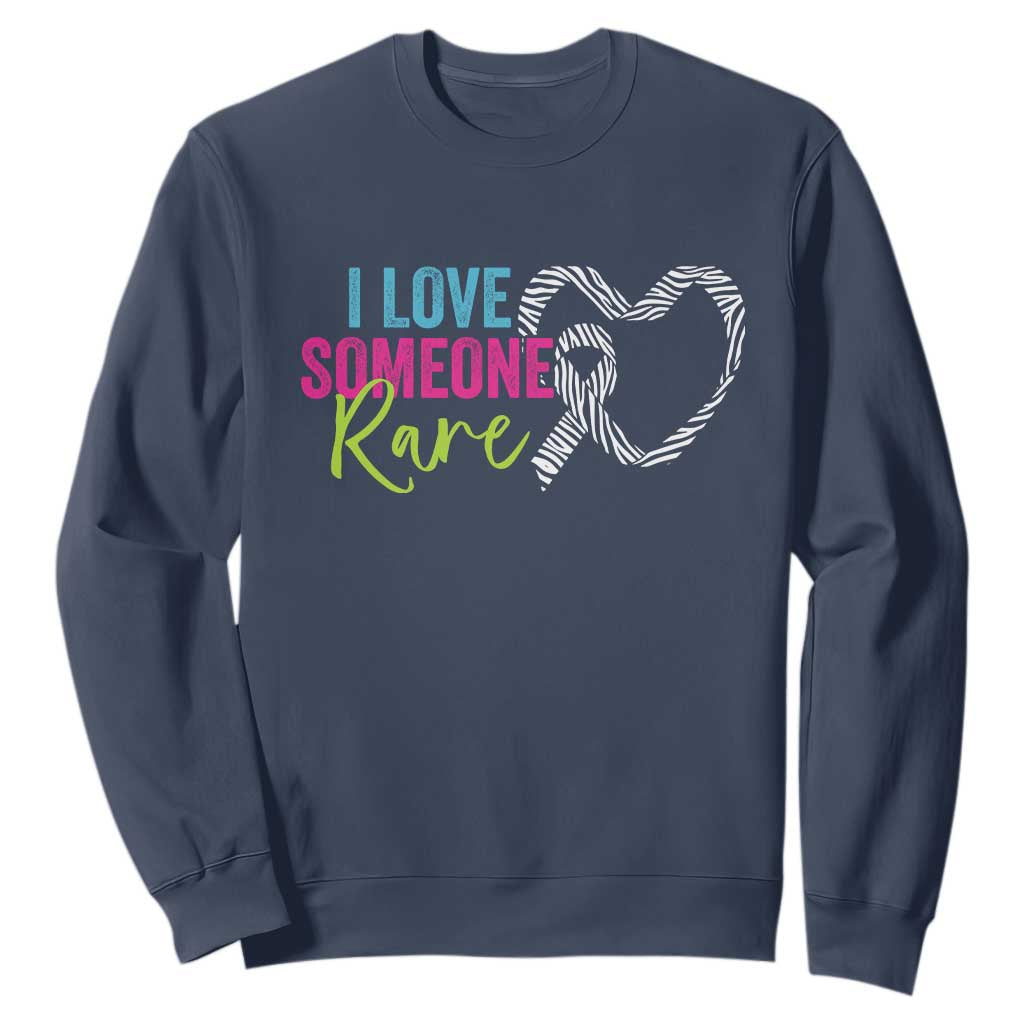 Rare Disease Awareness Sweatshirt I Love Someone Rare Zebra Ribbon TS11 Navy Print Your Wear
