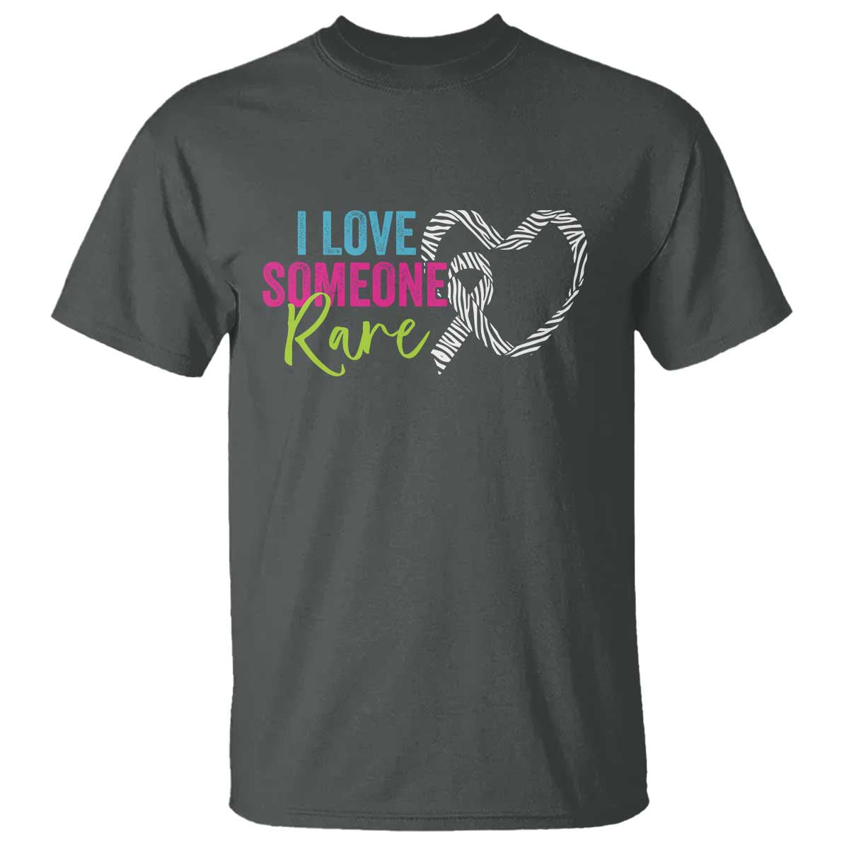 Rare Disease Awareness T Shirt I Love Someone Rare Zebra Ribbon TS11 Dark Heather Print Your Wear