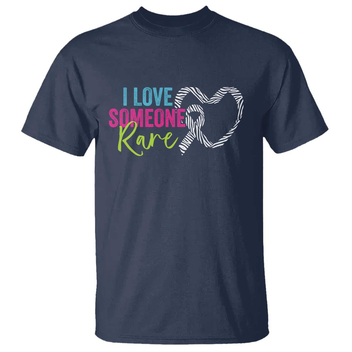 Rare Disease Awareness T Shirt I Love Someone Rare Zebra Ribbon TS11 Navy Print Your Wear