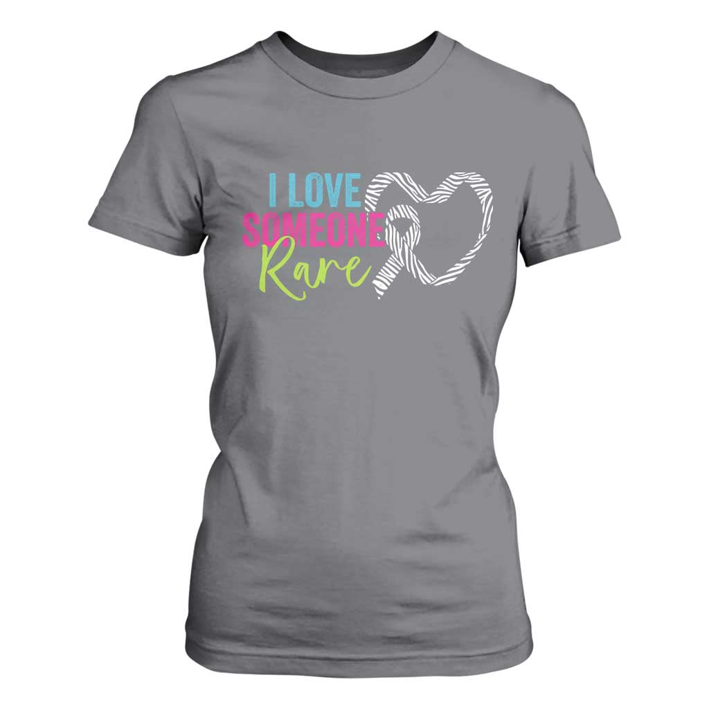 Rare Disease Awareness T Shirt For Women I Love Someone Rare Zebra Ribbon TS11 Charcoal Print Your Wear