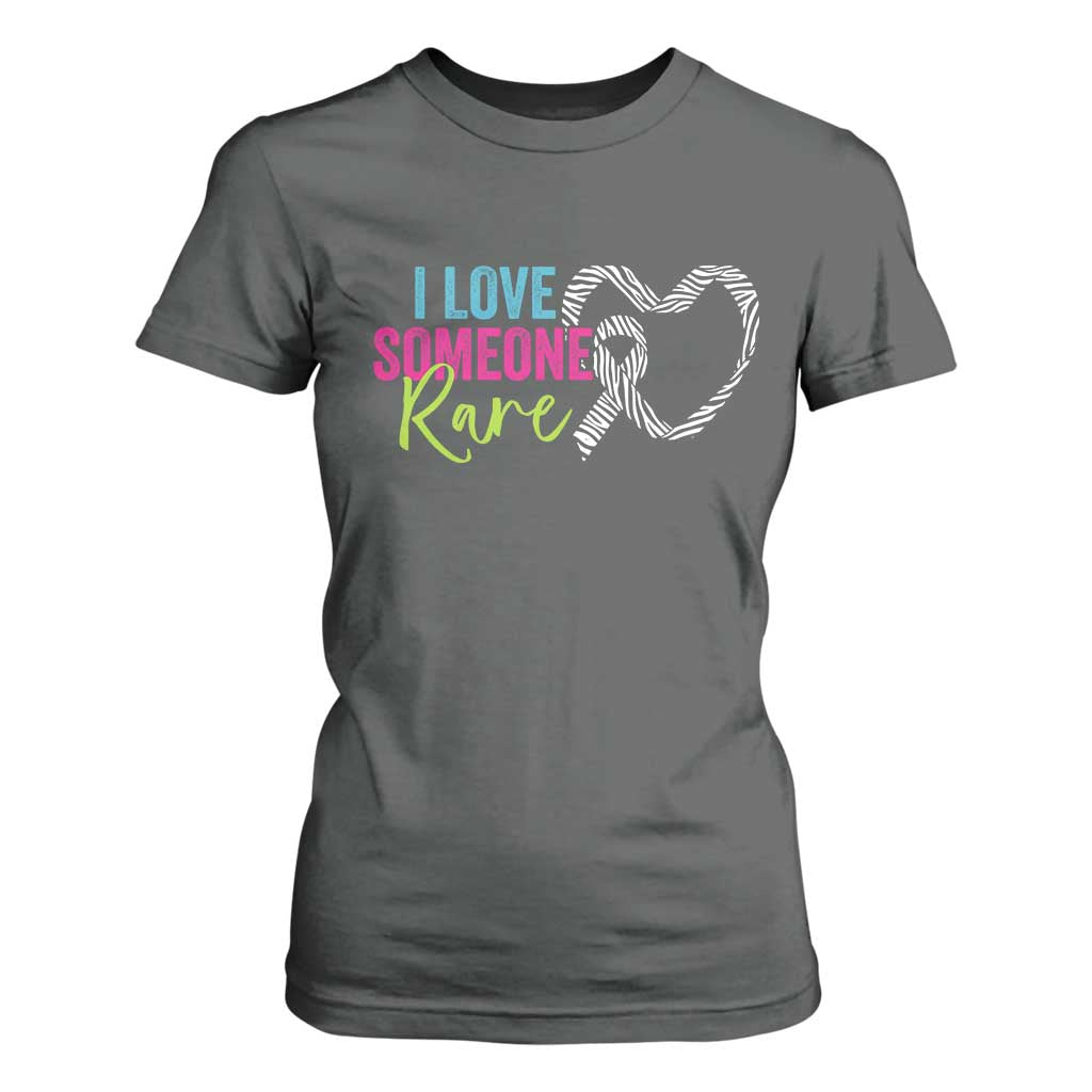 Rare Disease Awareness T Shirt For Women I Love Someone Rare Zebra Ribbon TS11 Dark Heather Print Your Wear
