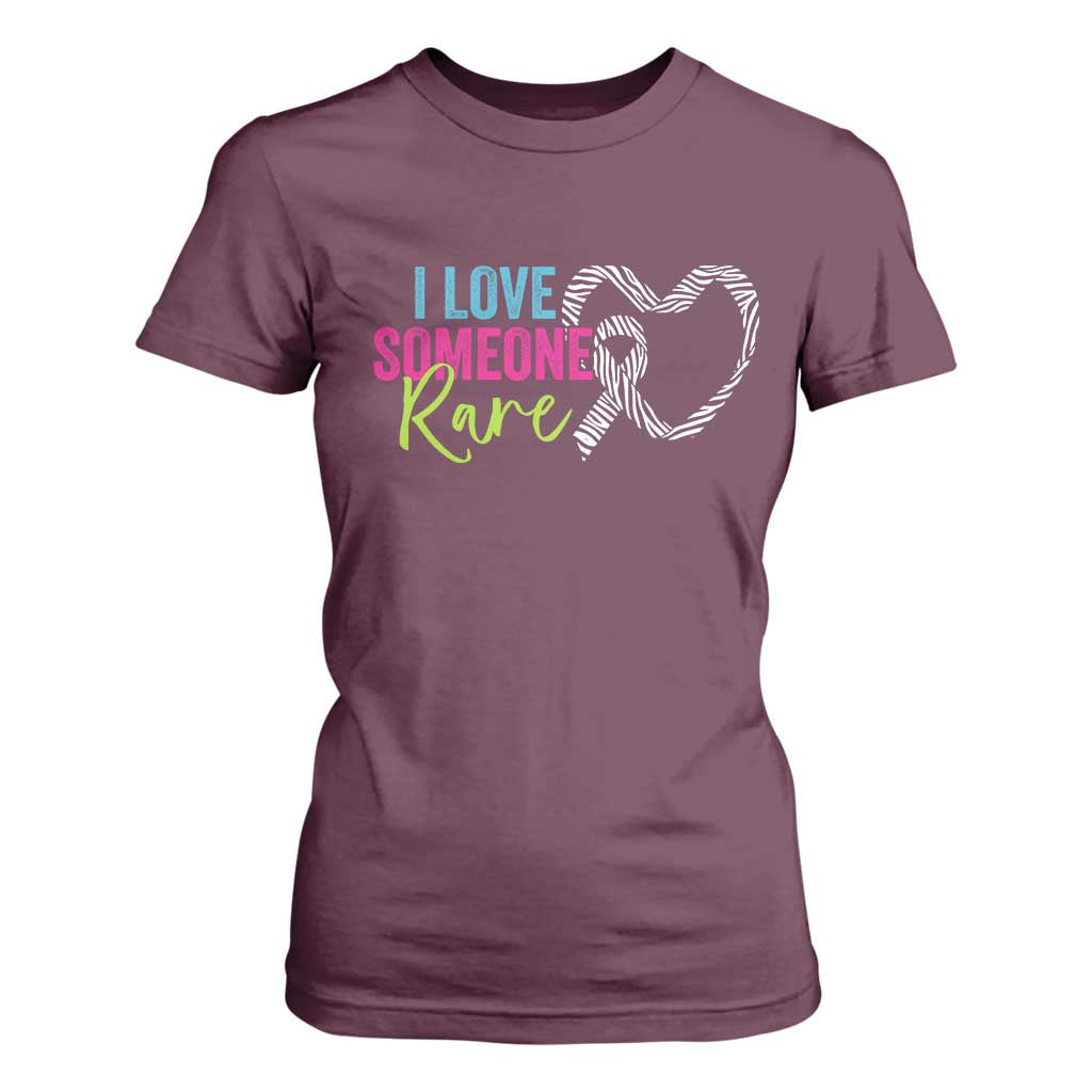 Rare Disease Awareness T Shirt For Women I Love Someone Rare Zebra Ribbon TS11 Maroon Print Your Wear
