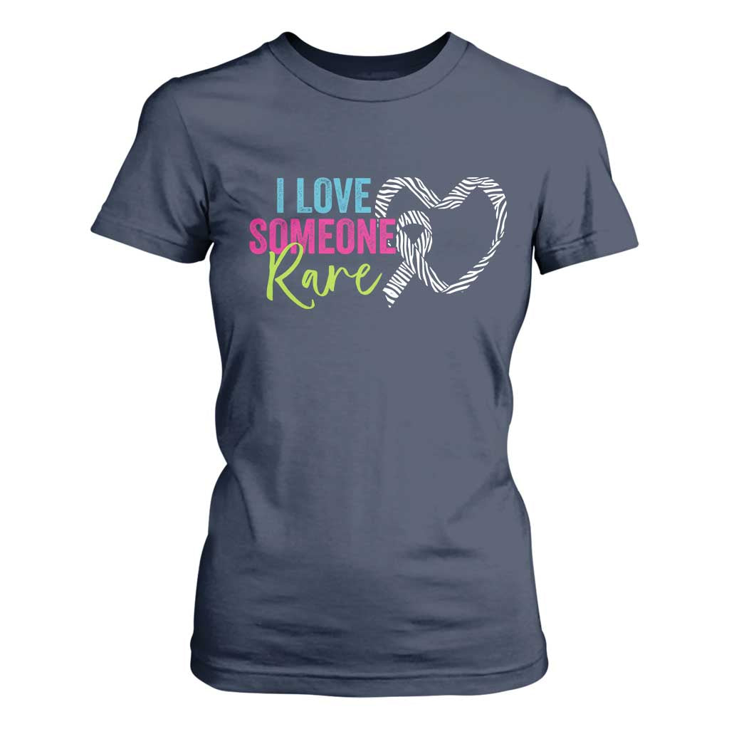 Rare Disease Awareness T Shirt For Women I Love Someone Rare Zebra Ribbon TS11 Navy Print Your Wear