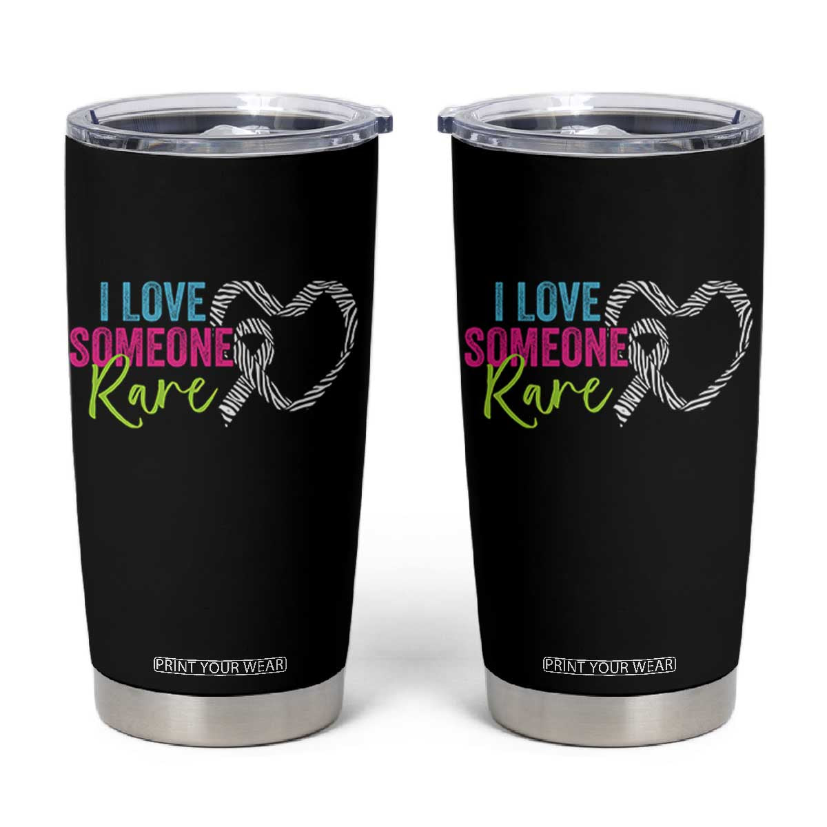 Rare Disease Awareness Tumbler Cup I Love Someone Rare Zebra Ribbon TS11 Black Print Your Wear