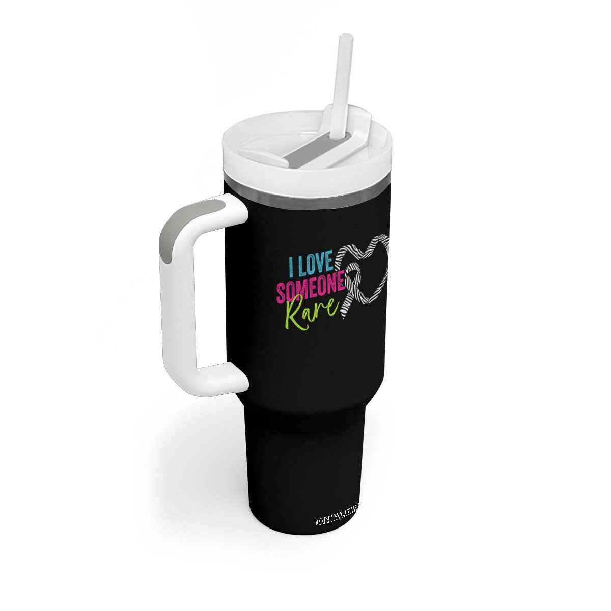 Rare Disease Awareness Tumbler With Handle I Love Someone Rare Zebra Ribbon TS11 Print Your Wear
