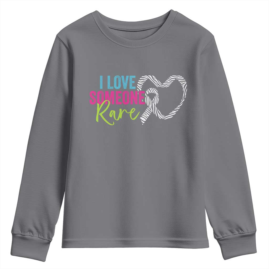 Rare Disease Awareness Youth Sweatshirt I Love Someone Rare Zebra Ribbon TS11 Charcoal Print Your Wear