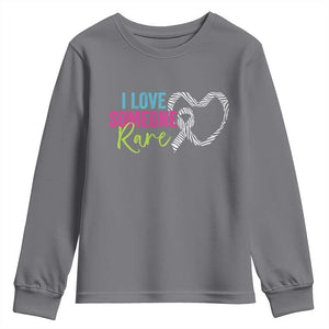 Rare Disease Awareness Youth Sweatshirt I Love Someone Rare Zebra Ribbon TS11 Charcoal Print Your Wear