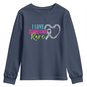 Rare Disease Awareness Youth Sweatshirt I Love Someone Rare Zebra Ribbon TS11 Navy Print Your Wear