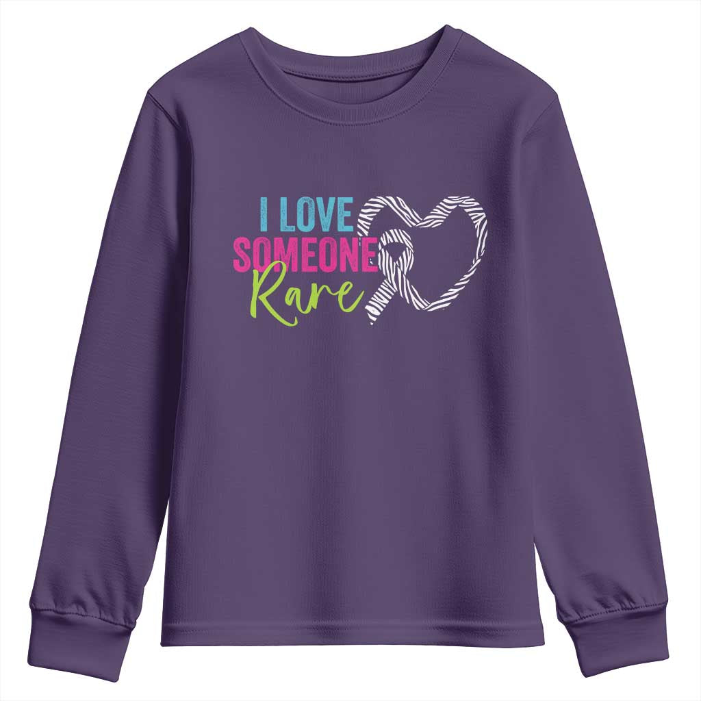 Rare Disease Awareness Youth Sweatshirt I Love Someone Rare Zebra Ribbon TS11 Purple Print Your Wear